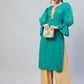 InWeave Women's Aqua Blue Organza Sleeve Gota Work Kurta - Swadesiicart