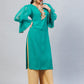 InWeave Women's Aqua Blue Organza Sleeve Gota Work Kurta - Swadesiicart
