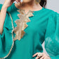InWeave Women's Aqua Blue Organza Sleeve Gota Work Kurta - Swadesiicart