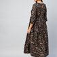 InWeave Women's Black Jaal Print Long Anarkali Kurta - Swadesiicart