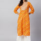 InWeave Women's Canary Orange Work Straight Kurta - Swadesiicart