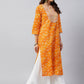 InWeave Women's Canary Orange Work Straight Kurta - Swadesiicart
