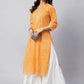 InWeave Women's Mustard Lehriya Work Kurta - Swadesiicart