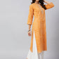 InWeave Women's Mustard Lehriya Work Kurta - Swadesiicart