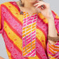 InWeave Women's Pink Mustard Lehriya Straight Kurta - Swadesiicart