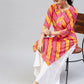 InWeave Women's Pink Mustard Lehriya Straight Kurta - Swadesiicart