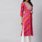 InWeave Women's Pink Orange Shaded Work Straight Kurta - Swadesiicart