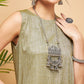 InWeave Olive Lurex Short Kurta - Swadesiicart