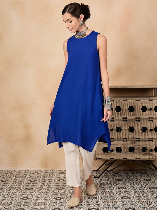 InWeave Ink Blue Short Kurta - Swadesiicart