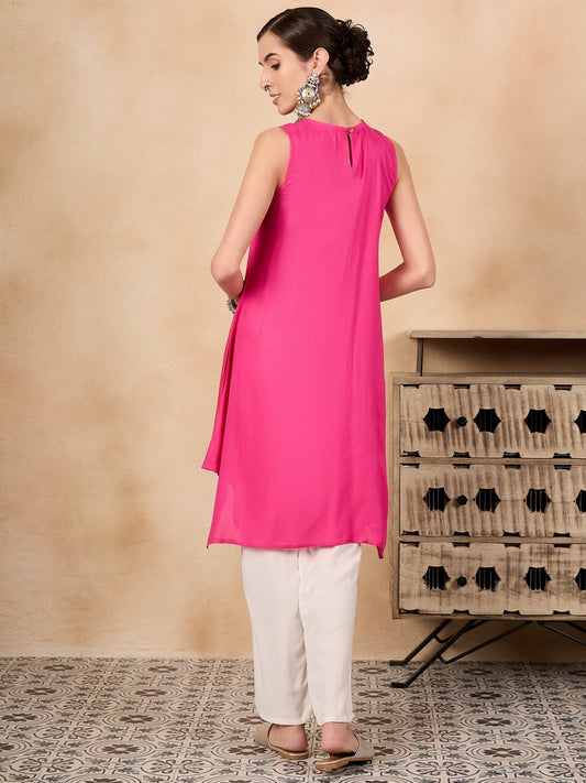 InWeave Fuchsia Short Kurta - Swadesiicart