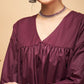 InWeave Wine Solid Flared Kurta - Swadesiicart