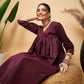 InWeave Wine Solid Flared Kurta - Swadesiicart