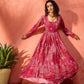 InWeave Fuchsia Sweetheart Neck Anarkali Kurta - Swadesiicart