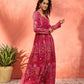 InWeave Fuchsia Sweetheart Neck Anarkali Kurta - Swadesiicart