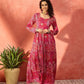 InWeave Fuchsia Sweetheart Neck Anarkali Kurta - Swadesiicart