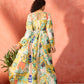 InWeave Lime Green Leaf Sweetheart Neck Long Anarkali Kurta - Swadesiicart