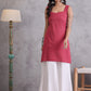 InWeave Maroon Kantha Striped Kurta - Swadesiicart