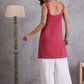 InWeave Maroon Kantha Striped Kurta - Swadesiicart
