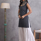 InWeave Black Ikkat Kantha Kurta - Swadesiicart