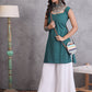 InWeave Emerald Green Kantha Striped Kurta - Swadesiicart