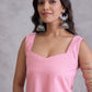 InWeave Pink Kantha Striped Kurta - Swadesiicart