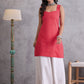 InWeave Red Kantha Striped Kurta - Swadesiicart
