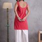 InWeave Red Kantha Striped Kurta - Swadesiicart