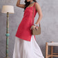 InWeave Red Kantha Striped Kurta - Swadesiicart