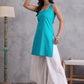 InWeave Cyan Blue Kantha Striped Kurta - Swadesiicart