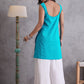 InWeave Cyan Blue Kantha Striped Kurta - Swadesiicart