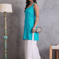 InWeave Cyan Blue Kantha Striped Kurta - Swadesiicart
