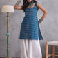 InWeave Blue Ikkat Kantha Kurta - Swadesiicart
