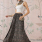 InWeave Black Maroon Ajrakh Fr Skirt - Swadesiicart