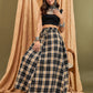 InWeave Black Beige Check Skirt - Swadesiicart