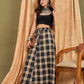 InWeave Black Beige Check Skirt - Swadesiicart