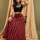 InWeave Black Red Check Skirt - Swadesiicart