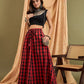 InWeave Black Red Check Skirt - Swadesiicart