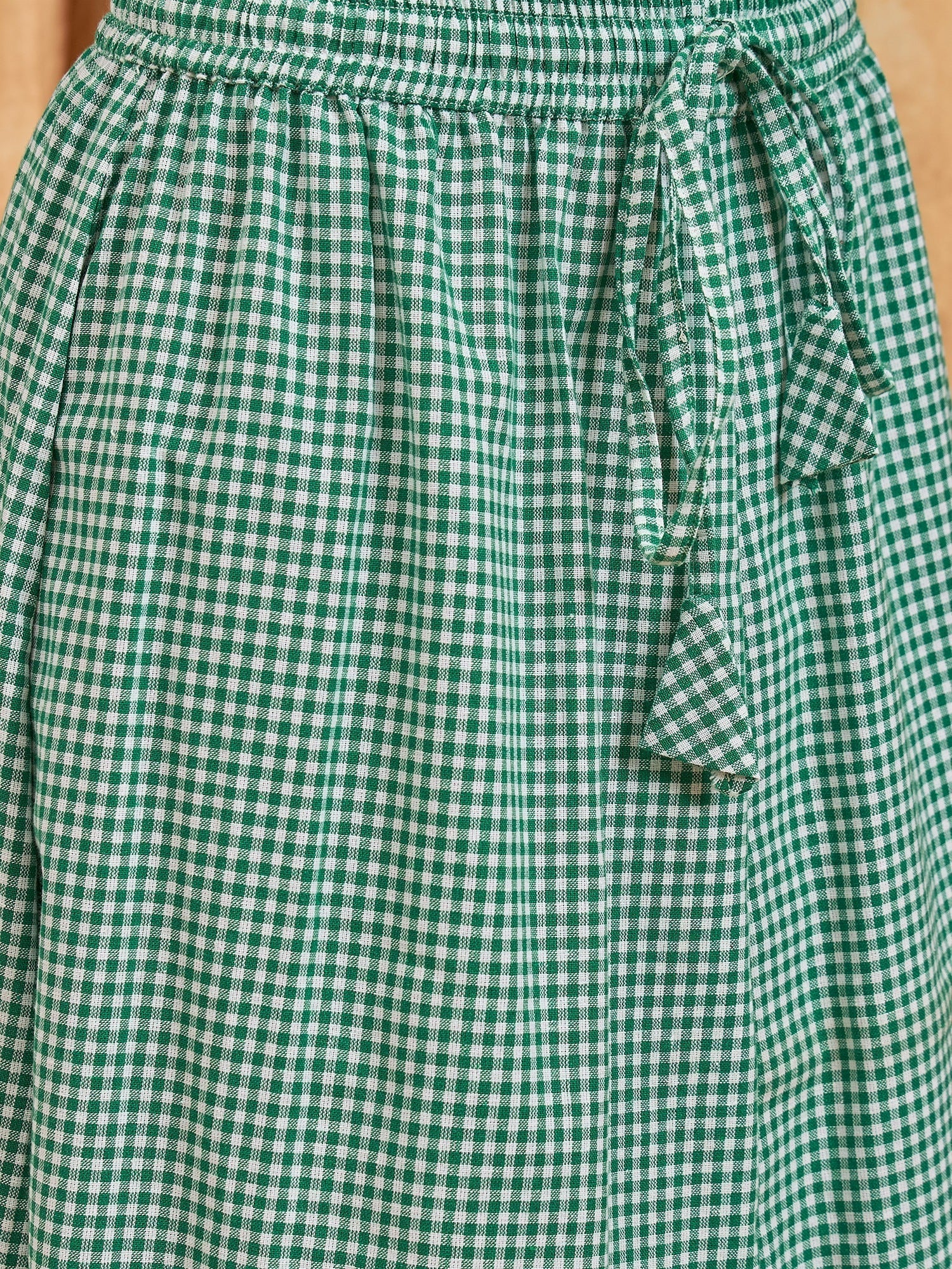 InWeave Green Small Check Skirt - Swadesiicart