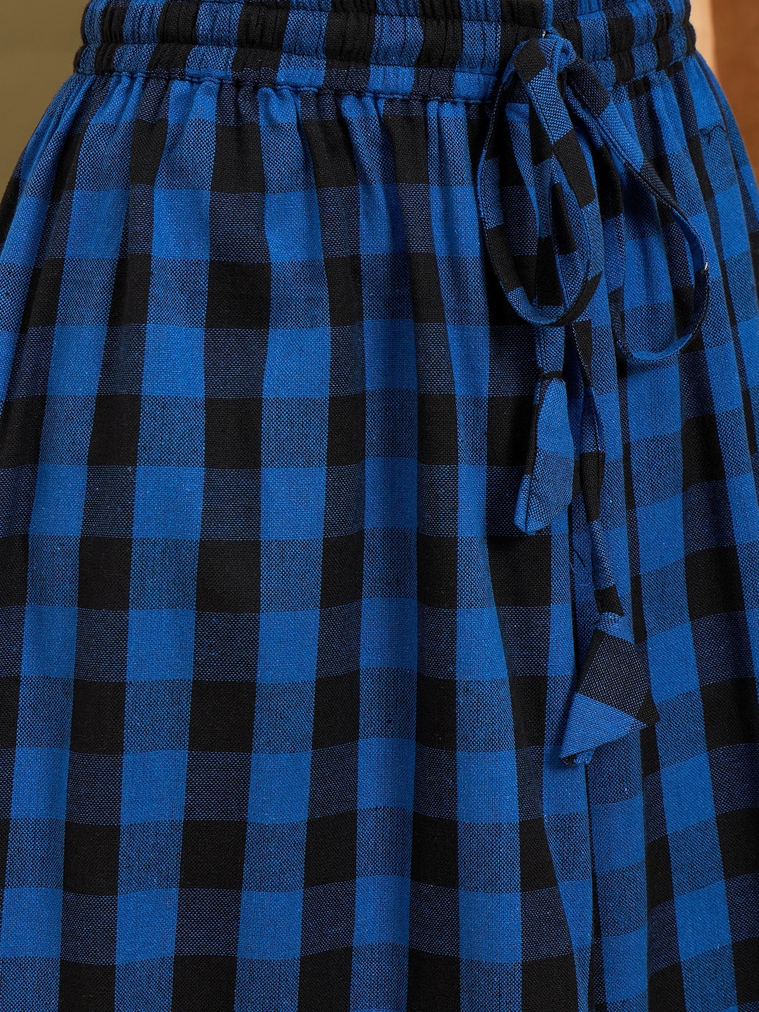 InWeave Ink Blue Black Check Skirt - Swadesiicart