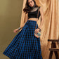 InWeave Ink Blue Black Check Skirt - Swadesiicart