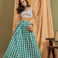 InWeave Light Blue Big Check Skirt - Swadesiicart