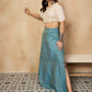 InWeave Maya Blue Brocade Side Slit Skirt - Swadesiicart