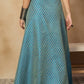 InWeave Maya Blue Brocade Side Slit Skirt - Swadesiicart
