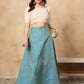 InWeave Maya Blue Brocade Side Slit Skirt - Swadesiicart
