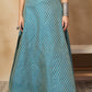 InWeave Maya Blue Brocade Side Slit Skirt - Swadesiicart