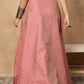 InWeave Light Pink Brocade Side Slit Skirt - Swadesiicart