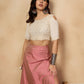 InWeave Light Pink Brocade Side Slit Skirt - Swadesiicart