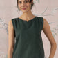 InWeave Dark Green Sleeveless Kantha Top - Swadesiicart