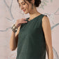 InWeave Dark Green Sleeveless Kantha Top - Swadesiicart