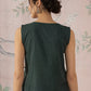 InWeave Dark Green Sleeveless Kantha Top - Swadesiicart